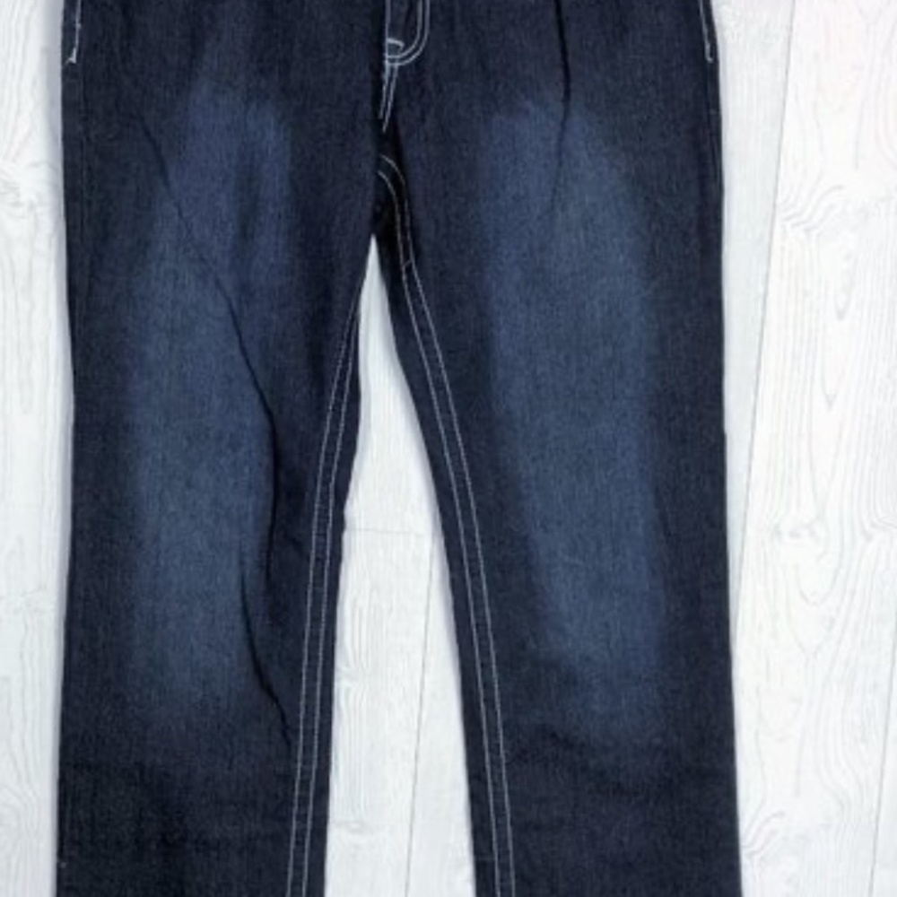 Vigoss Dark Wash Embellished Straight Leg Jeans 14